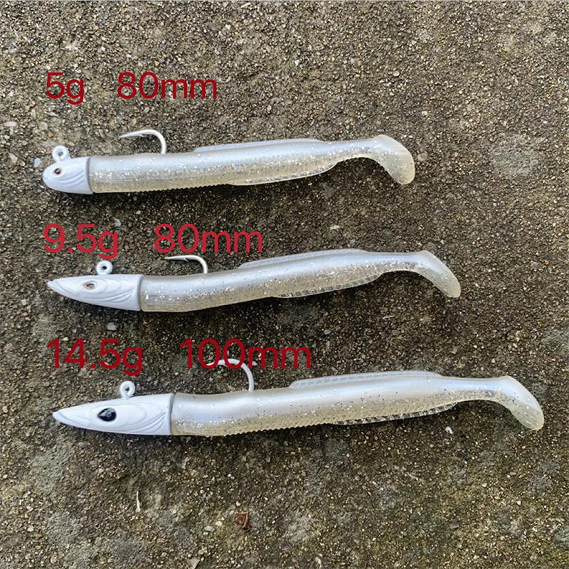 HAIMALUO-señuelo de pesca suave y feliz, anzuelo con cabeza de anzuelo, cebo de pesca Artificial de lubina de agua salada, aparejos Swimbait, cebo suave - imagen 5