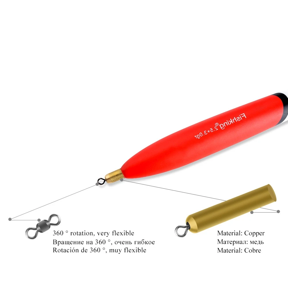 FISH KING-boya de cobre para pesca de carpa, 5 estilos, abeto, Bobber, tamaño mixto 20cm-26,5 cm - imagen 2