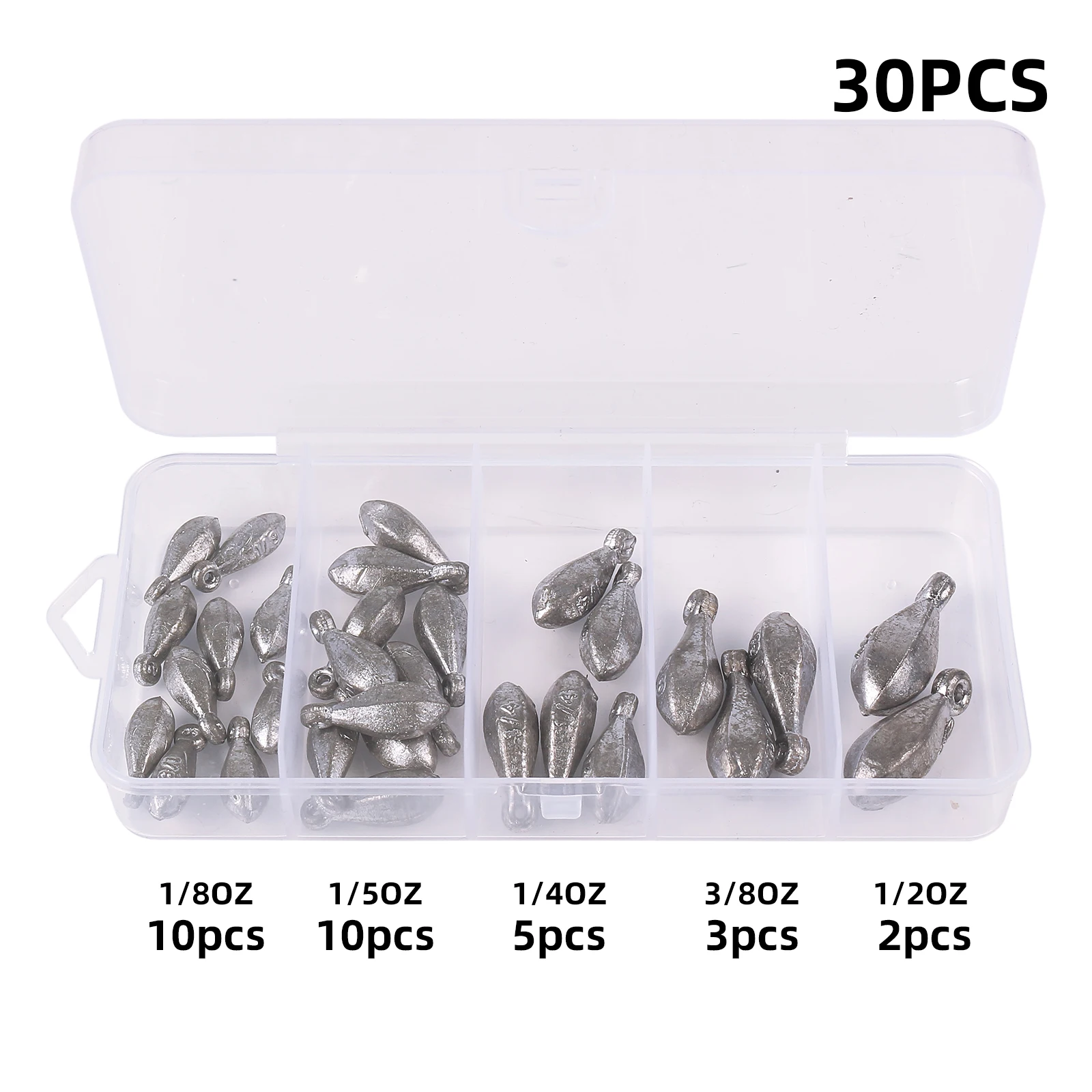 Caja de 30 Uds de peso para pesca en el mar, bola de bolos de fundición larga, colgante de plomo, mango largo, colgante ambiental anti-inferior - imagen 2