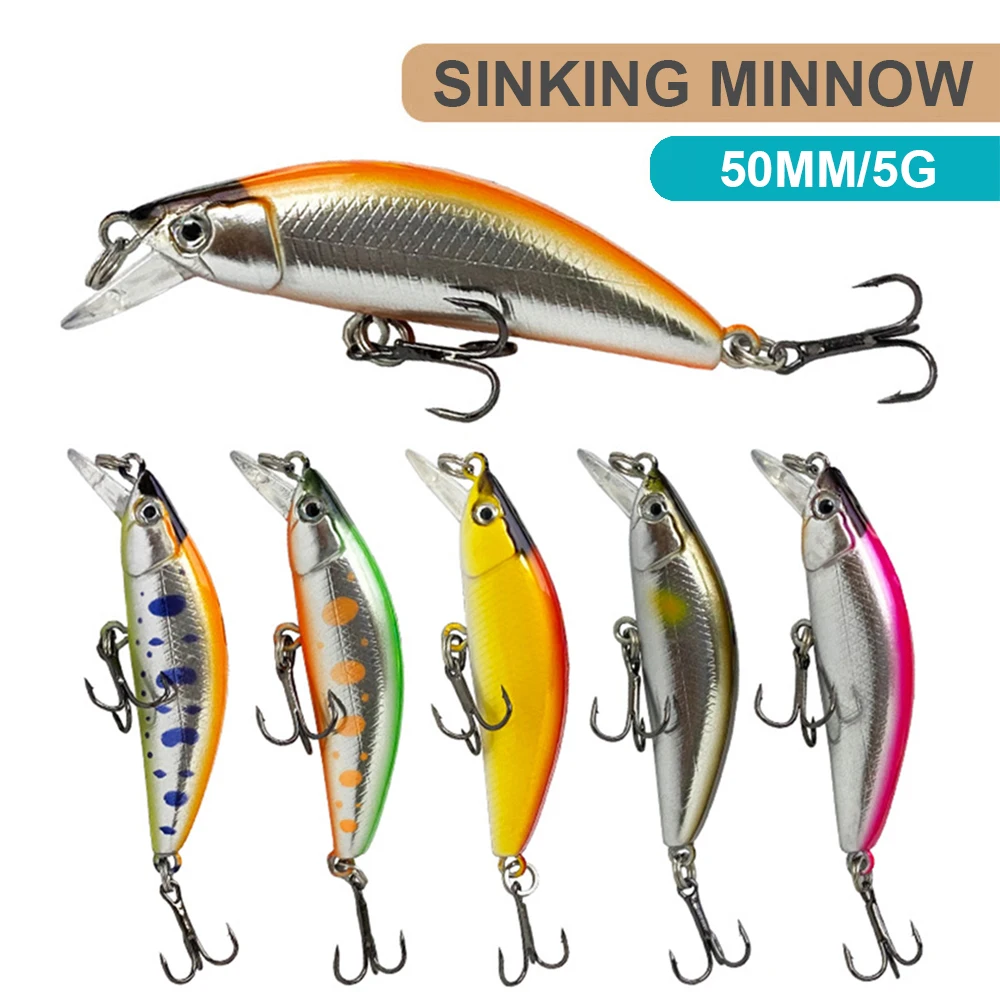 Señuelo de pesca de 5cm y 5g, cebo duro Artificial, Micro Minnow, Wobbler, hundimiento, Jerkbait, tamaño pequeño, para trucha, lubina, MN703 - imagen 2