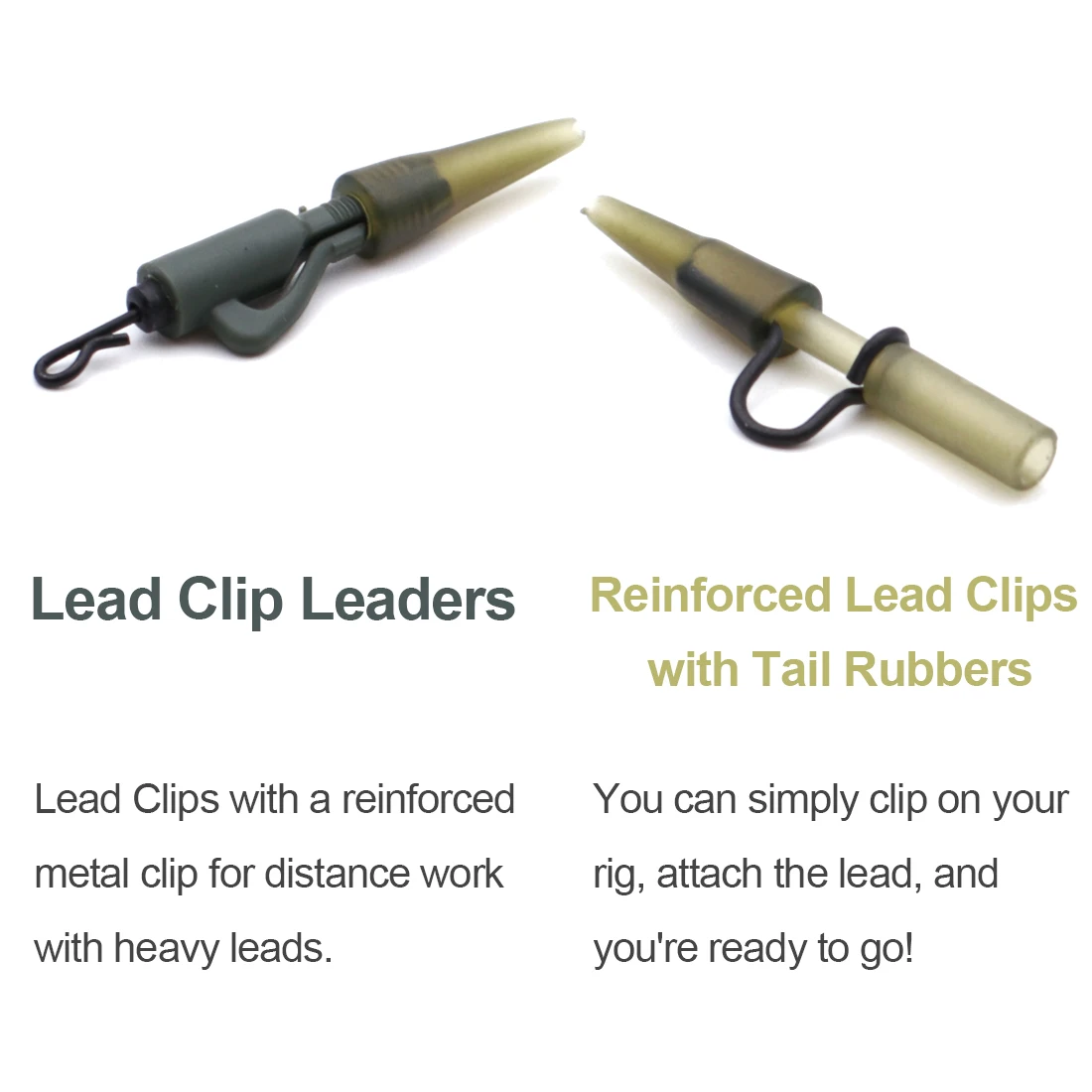 FishTrip-Clips de plomo para carpa, 15 piezas, híbridos con gomas traseras, antienredos reforzados, accesorios de pesca giratorios QC - imagen 3