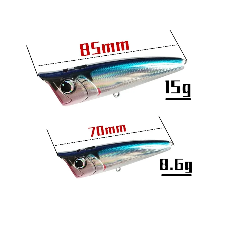 Señuelos de pesca Popper 8,6g/70mm 15g/85mm cebos de burbujas Topwater Jet Popper Wobblers para Wobbler señuelo de pesca de lubina - imagen 2