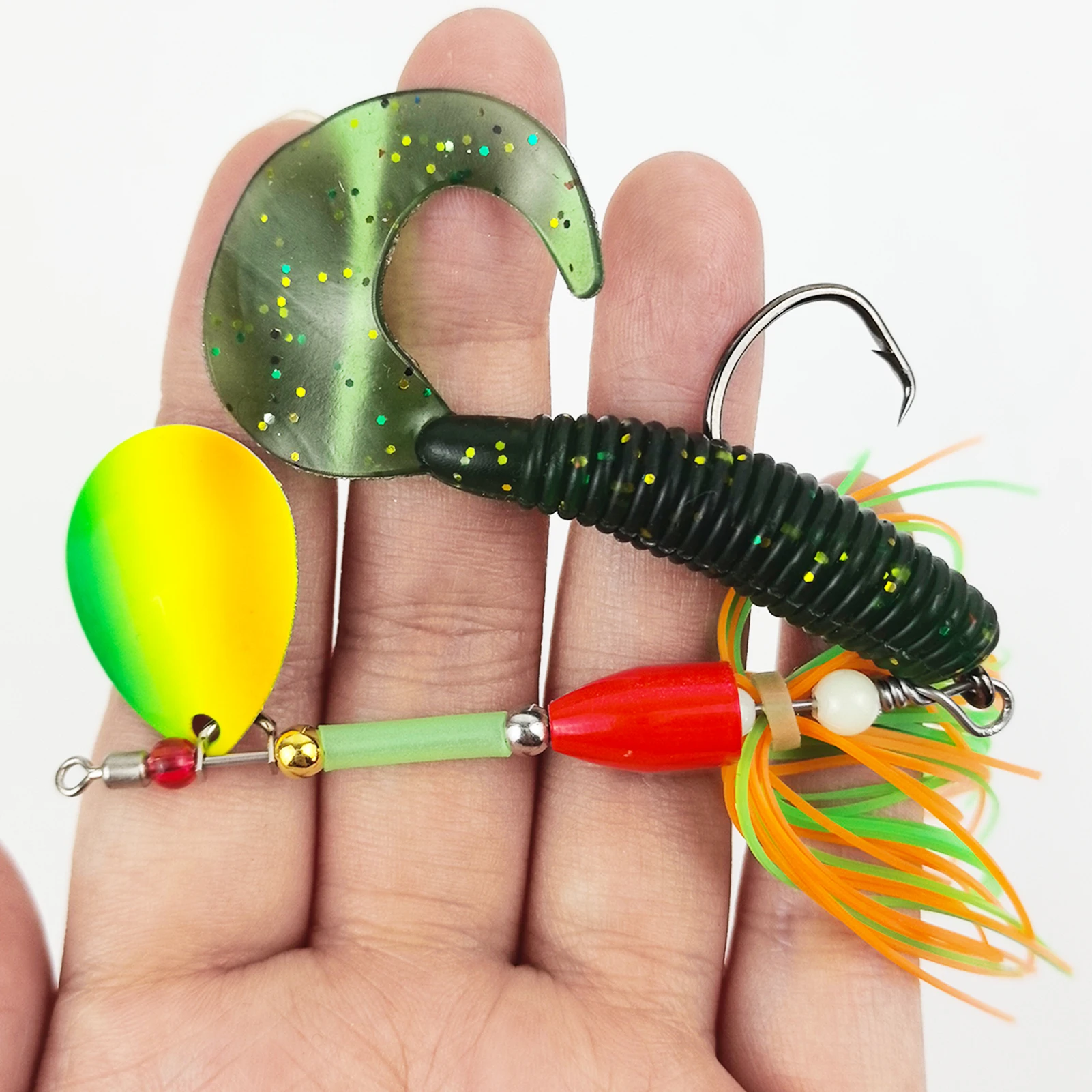 Spinnerbaits y vinilos rizados Free Fishre, señuelos con cola rizada - imagen 2