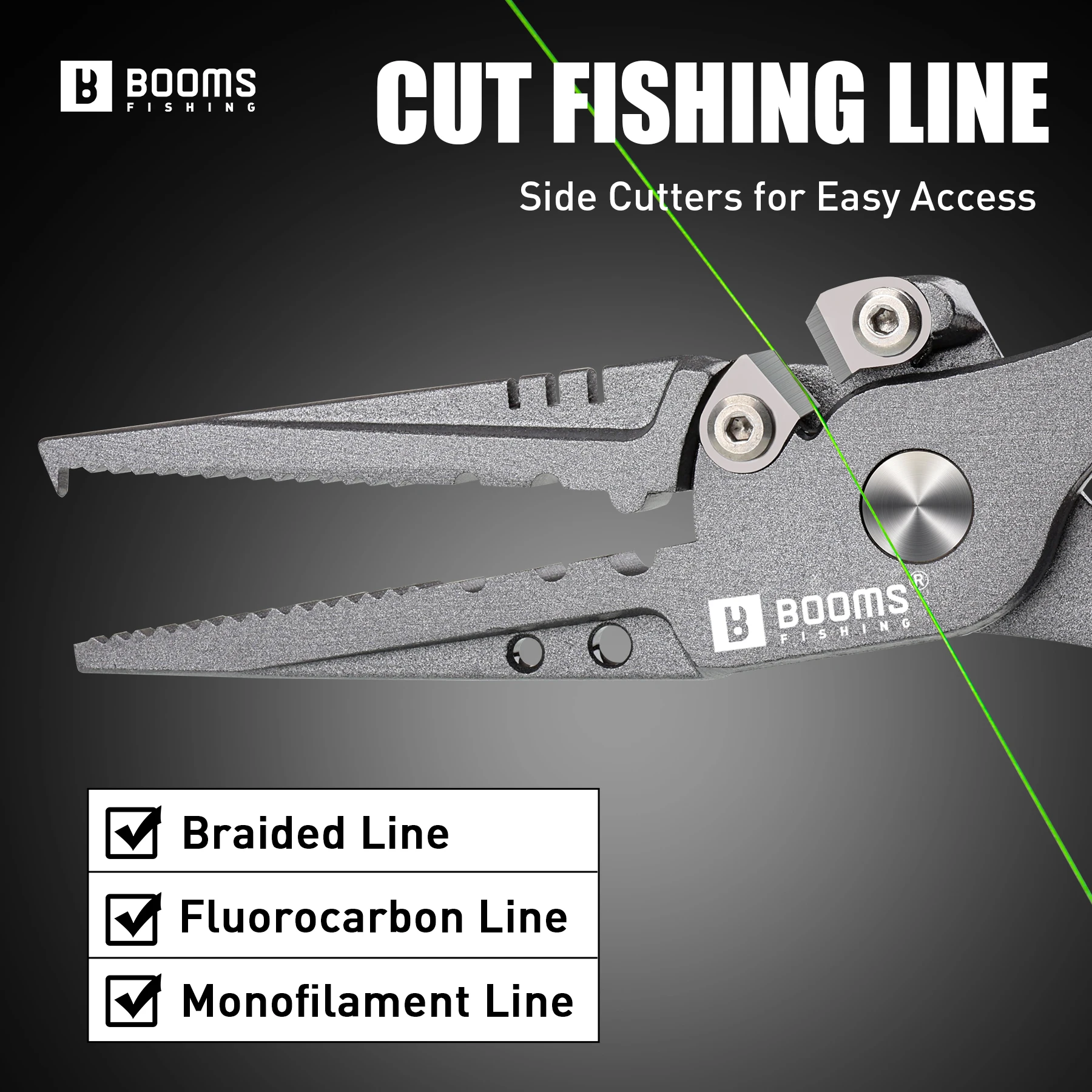 Alicates multifunción de pesca Booms, removedor de anzuelos de agua salada de 8,5 ", removedor de anzuelos de acero al carbono, alicates de pesca con anillo dividido - imagen 4