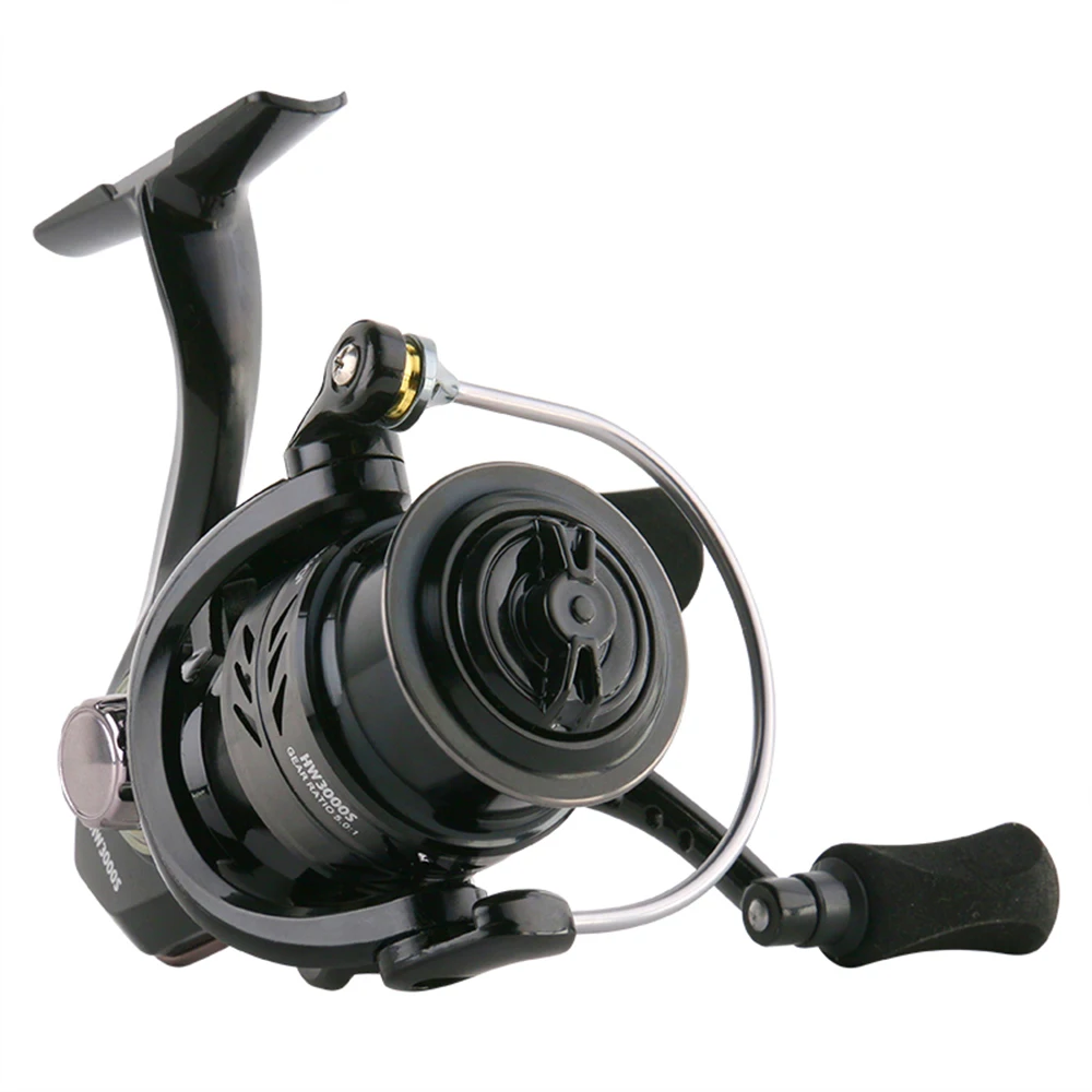 DEUKIO-carrete de pesca giratorio de doble mango 5 + 1Bb, carrete de línea de Metal, cuerpo de aluminio, Ideal para señuelo de agua dulce - imagen 4