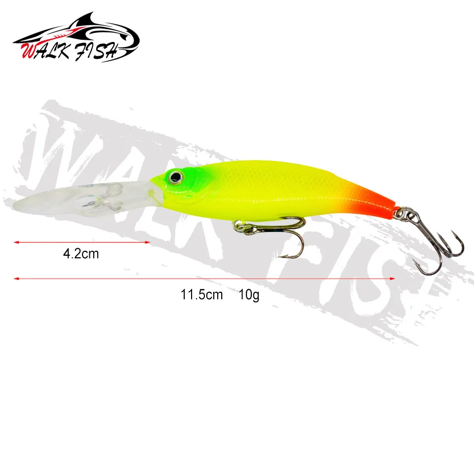 WALK FISH-señuelo de pesca de 1 piezas, cebo Artificial, Wobbler, 115mm, 10g, profundidad de buceo, 2-4m, 3D, 2 ganchos - imagen 3