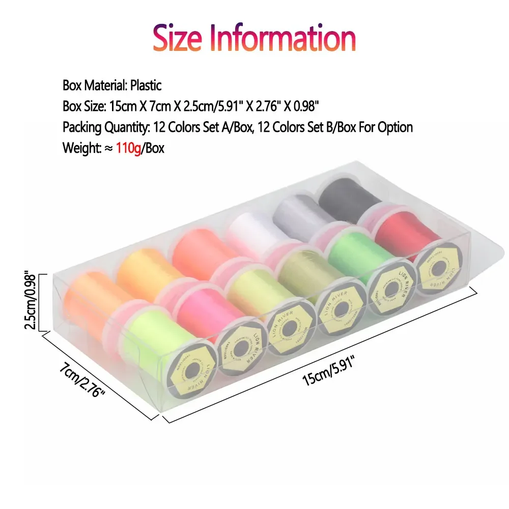 Bimoo-hilo trenzado para atar moscas, serpentinas de ninfas, trucha, Señuelos de Pesca, Material de atado de moscas, 140D, 12/24 piezas, colores surtidos - imagen 3