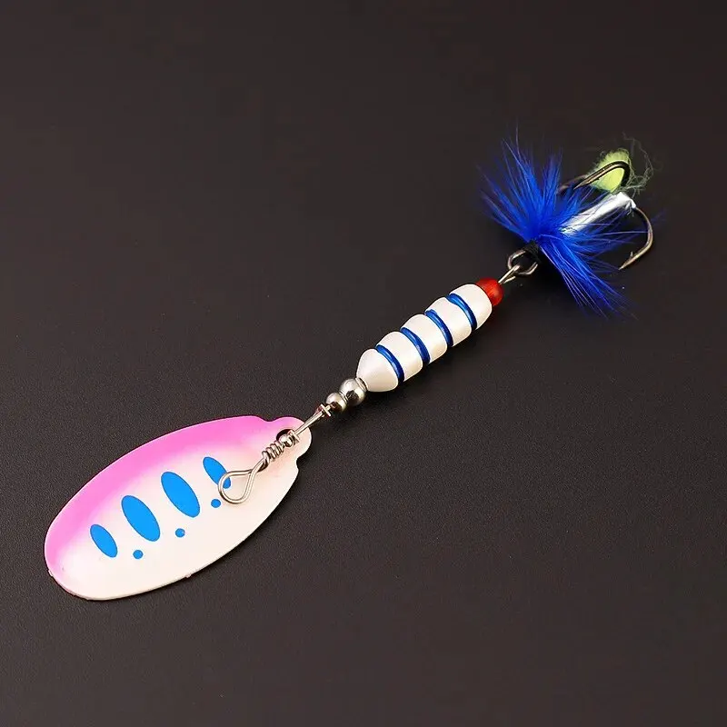 TAIYU 5 uds señuelo de pesca conjunto de lentejuelas cuchara giratoria cebo con anzuelo de pluma aguda Wobblers señuelos para accesorios de aparejos de pesca de mar - imagen 5