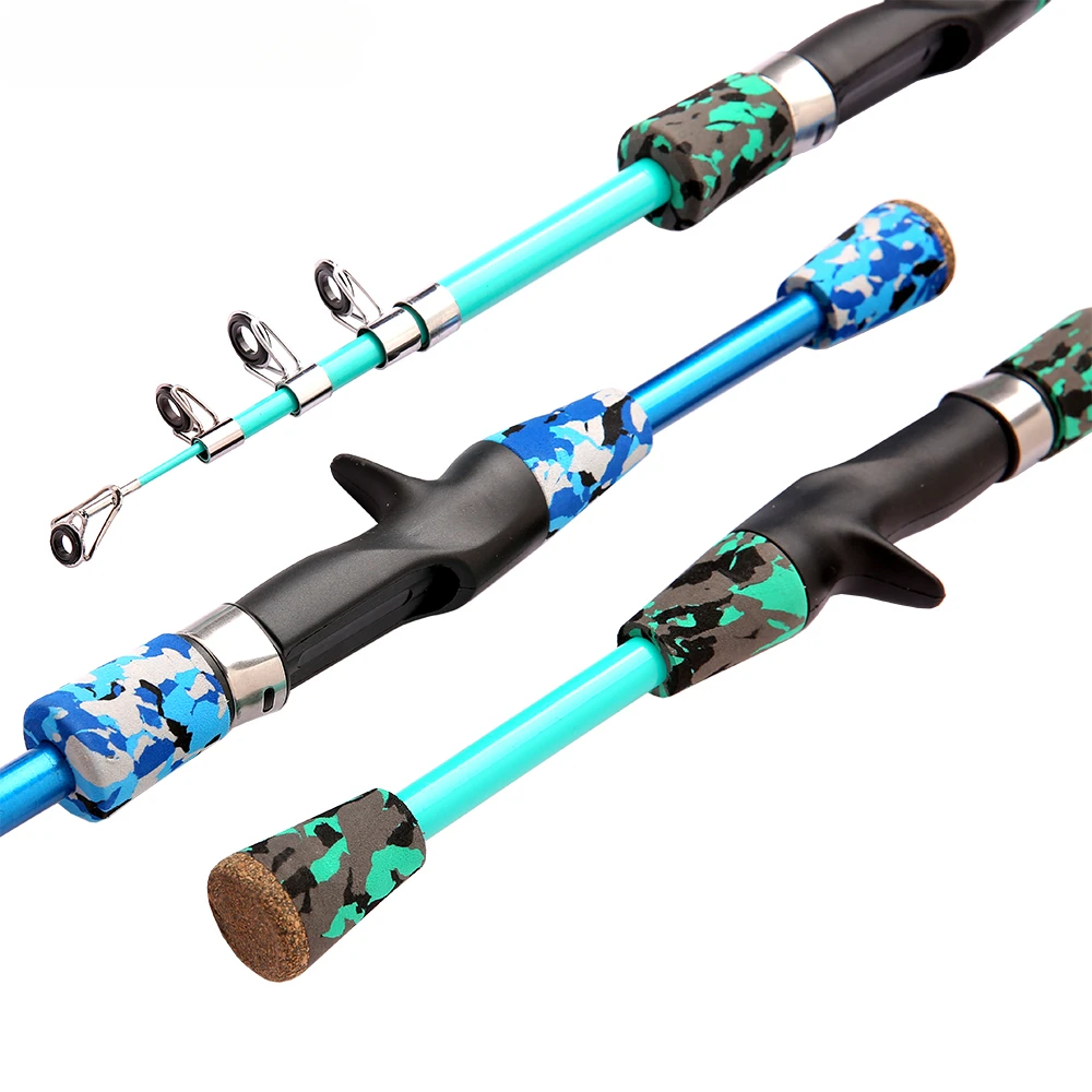 Caña de pescar telescópica de fundición giratoria, herramienta ultraligera de viaje de 1,3 m, 1,5 m, 1,8 m - imagen 2