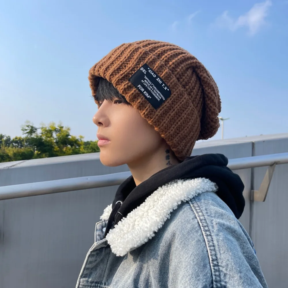 Gorro de punto cálido de invierno a la moda, gorro de lana informal de Color sólido, gorro holgado suave para mujeres y hombres - imagen 5