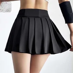 Falda plisada combinada en uno de cintura alta, ropa de Fitness, pantalón corto de tenis ajustado, Kilt de Yoga deportivo compacto de Color sólido Fillibeg