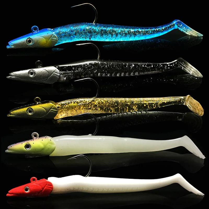 Jig Head-señuelo de pesca hundido, 11cm/22g, agua salada fresca, cuerpo vivo vivo Natural, cebo suave, 5 colores - imagen 4
