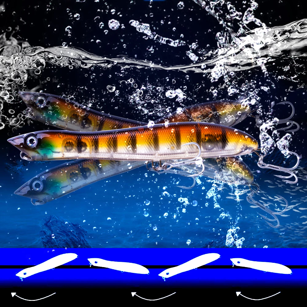 CCLTBA-Señuelos de pesca Popper de plástico duro, 12cm, 17,8g, flotador con cabeza de serpiente, cebo Popper Topwater, sonajero para caminar al perro, señuelo para lubina oscilante - imagen 3