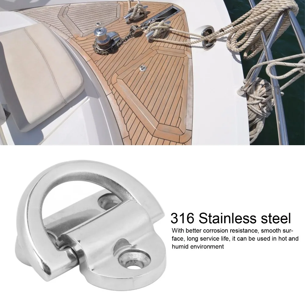 Almohadilla plegable marina de acero inoxidable 316, anillo en D, cubierta plegable, almohadilla plegable, ojo resistente, 60x58mm, anclaje de anillo en D, equipo para yate - imagen 2