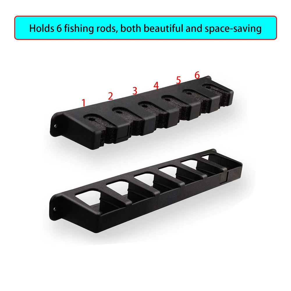 Estante Vertical de 6 varillas de pesca, soporte de caña de pescar Modular de montaje en pared para garaje - imagen 5