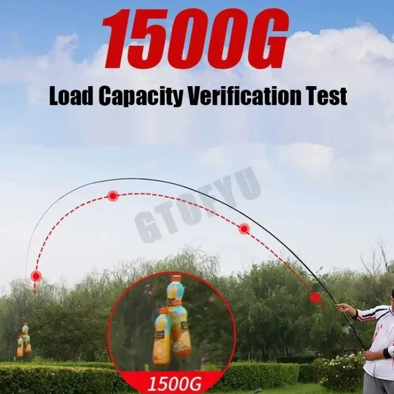Caña de pescar de posicionamiento ajustable de 3,6 M-10M, caña de pescar telescópica portátil de carbono, caña de pescar dura ultraligera - imagen 4