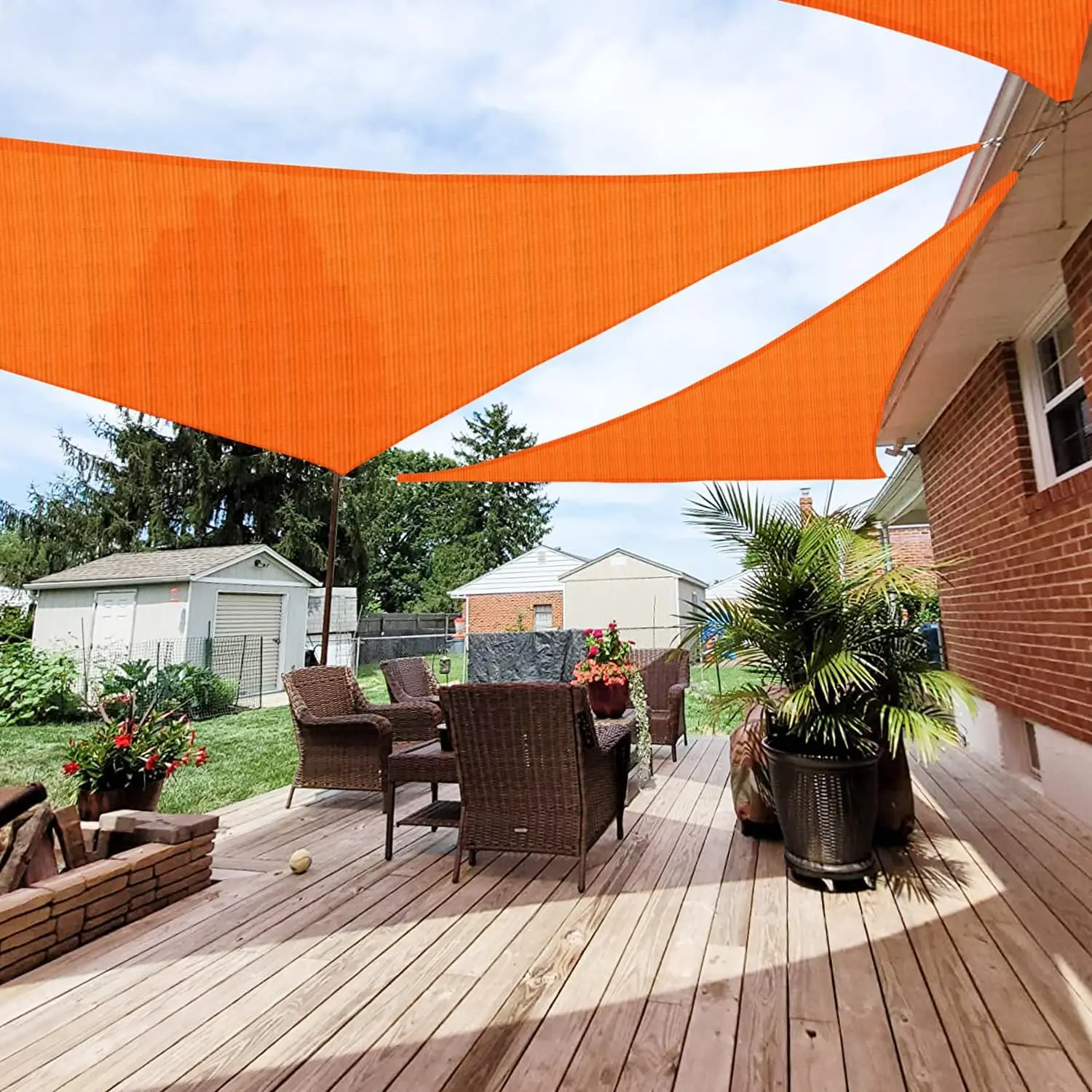 Toldo impermeable de 3/5/6M, parasol naranja, vela parasol para jardín al aire libre, playa, Camping, Patio, piscina, toldo para el sol, tienda, refugios solares - imagen 5
