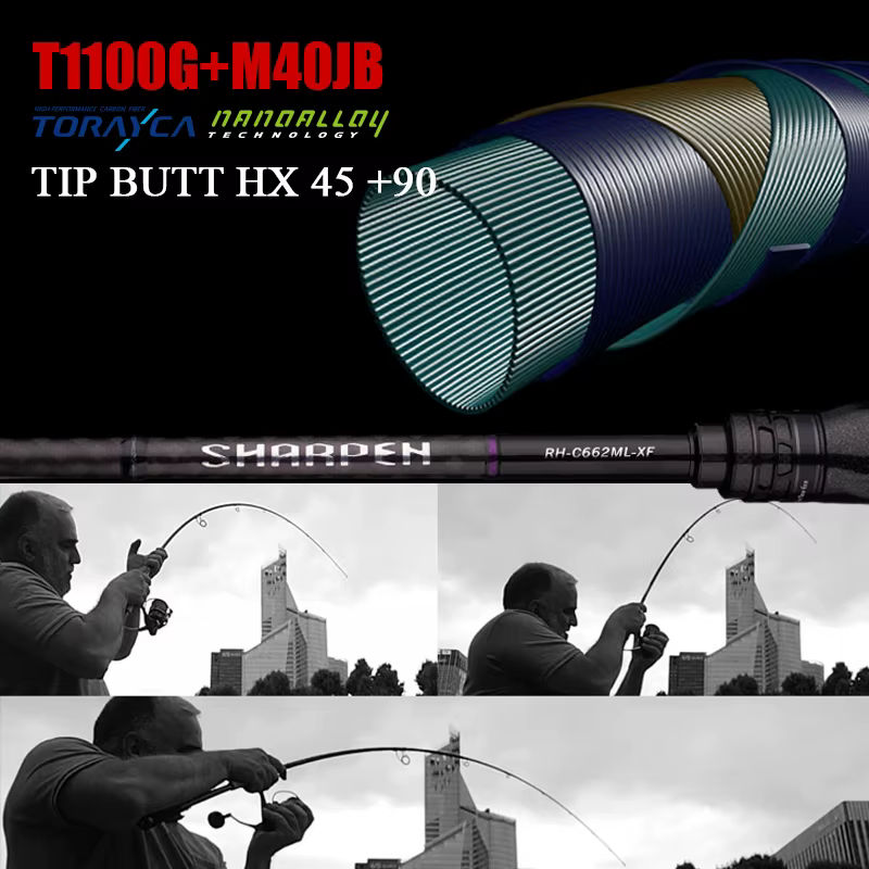 PURELURE SHARPEN-señuelo suave, varillas de acción XF/MF largas de hilado y fundición, componentes FUJI, caña de pescar para Lucio, carrete giratorio - imagen 5