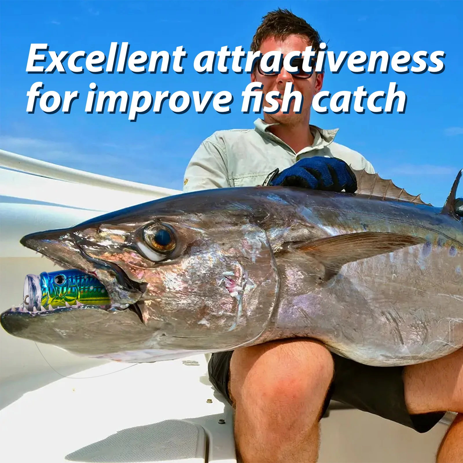 THKFISH 1 Uds. Señuelos de pesca Popper 15cm 65g cebo duro Artificial de agua salada con anzuelos triples cebos de pesca Topwater Minnow - imagen 4