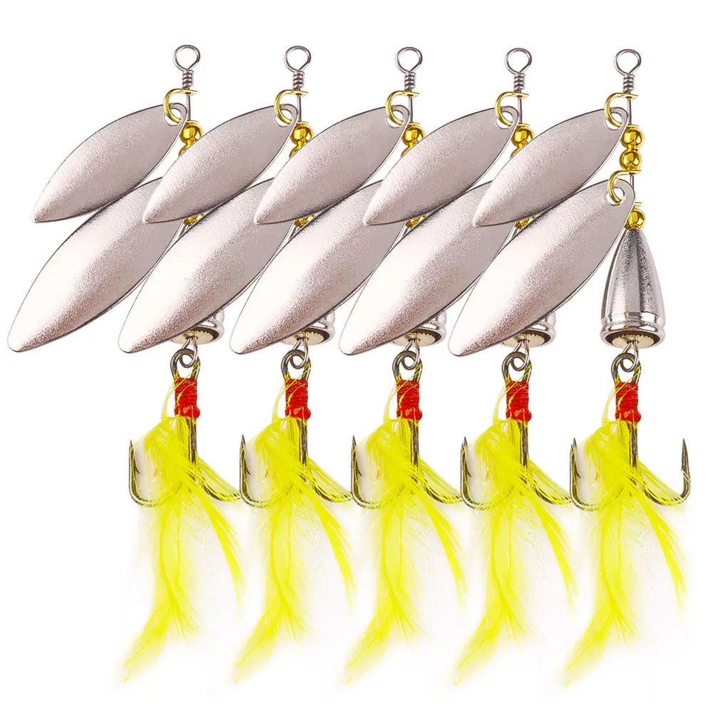 1 unidad/5 uds 8cm 10g cebos giratorios de pesca de lubina plantilla de metal señuelo cebo de pesca Spinner cuchara señuelos aparejos de pesca Walleye Zander pesca - imagen 2