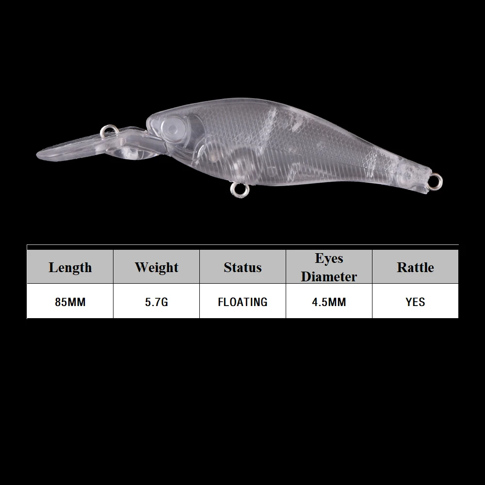 Señuelos minnow en blanco con sonajero – Flotantes para pintar - imagen 2
