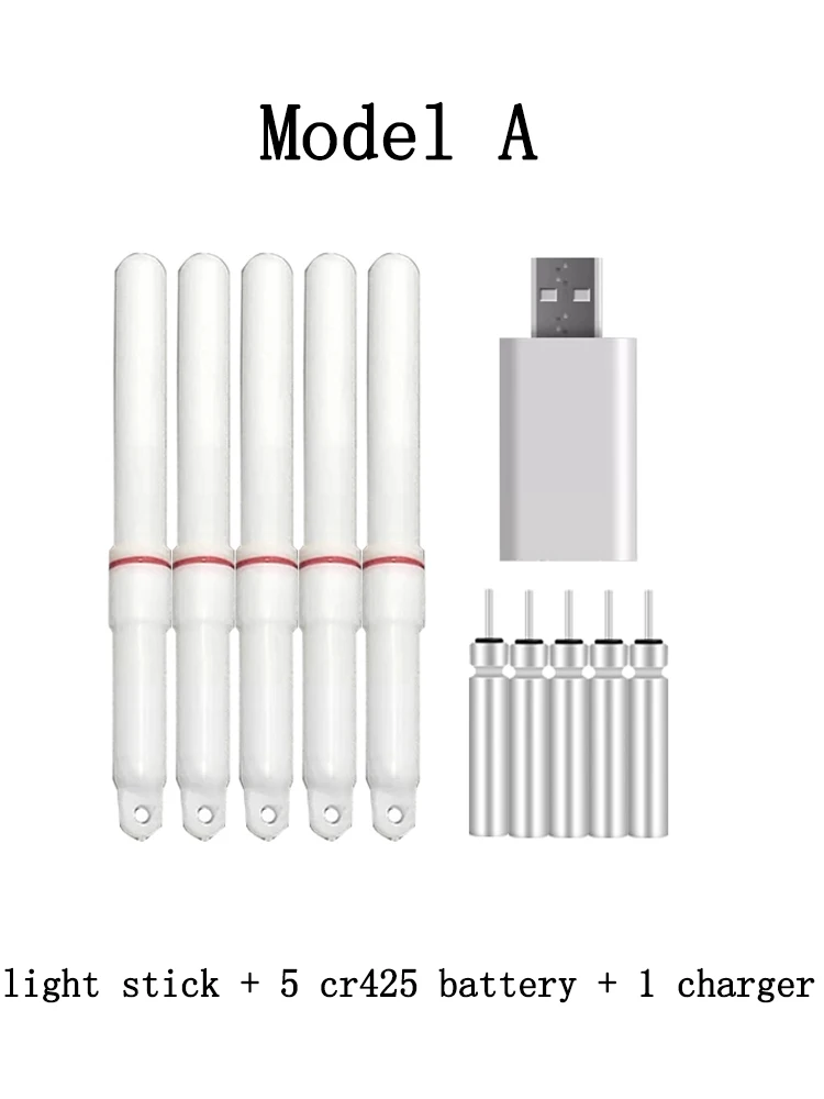 5 unids/lote barra luminosa de pesca nocturna con 5 baterías recargables cr425 accesorio de flotador luminoso lámpara atractora D016 - imagen 4