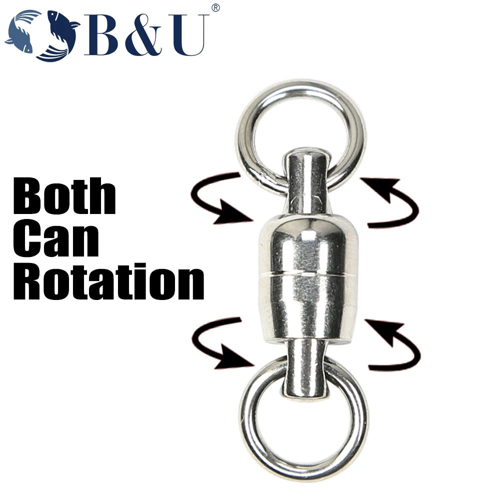 B & U-Anillo giratorio de rodamiento de bolas de 4 piezas, Conector de pesca de acero inoxidable para agua dulce y salada, señuelo de cebo para curricán - imagen 3