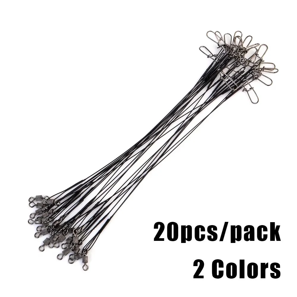 NGB 20 piezas líder de alambre de acero con accesorio de pesca giratorio 16CM 20CM 25CM sedal 2 colores aparejos de señuelo de pesca - imagen 5