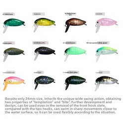 MUKUN-Señuelos de pesca flotantes para pececillos, cebo Artificial Wobbler de 24mm/1,6g con anzuelos dobles individuales, productos de cebo para lubina, 1 Uds.