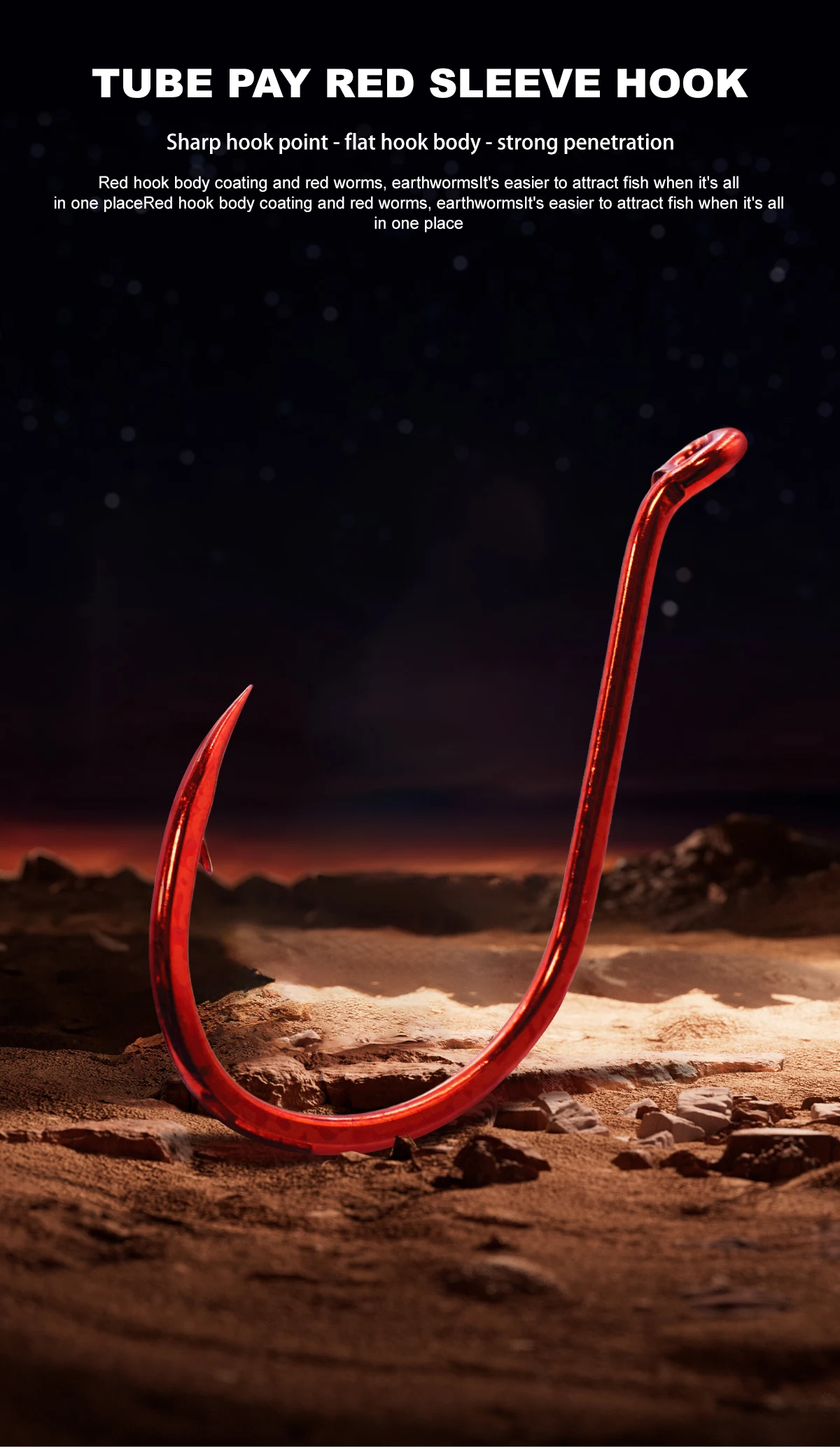 Experimente lo último en la durabilidad del gancho de pesca con el tubo paga el gancho de manga roja