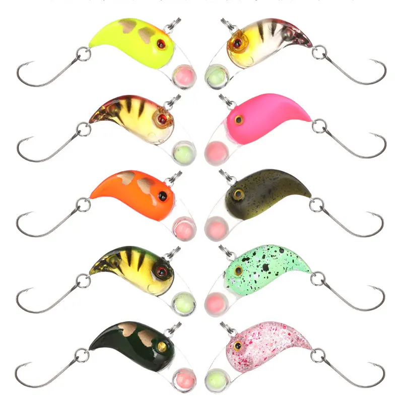JYJ-señuelo de pesca de plástico duro, anzuelo único crankbait, hundimiento profundo, wobbler pequeño para trucha, 2,5 cm, 3g - imagen 5