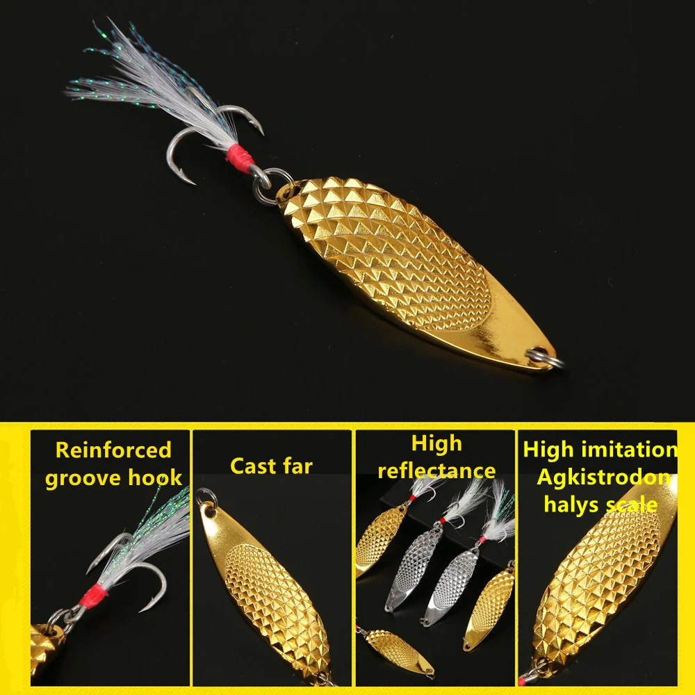 Señuelo de pesca giratorio de Metal, 1 piezas, 3g/5g/7g/10g/15g/20g, cebo duro luminoso de ruido, cebo Artificial de lentejuelas pequeñas - imagen 3