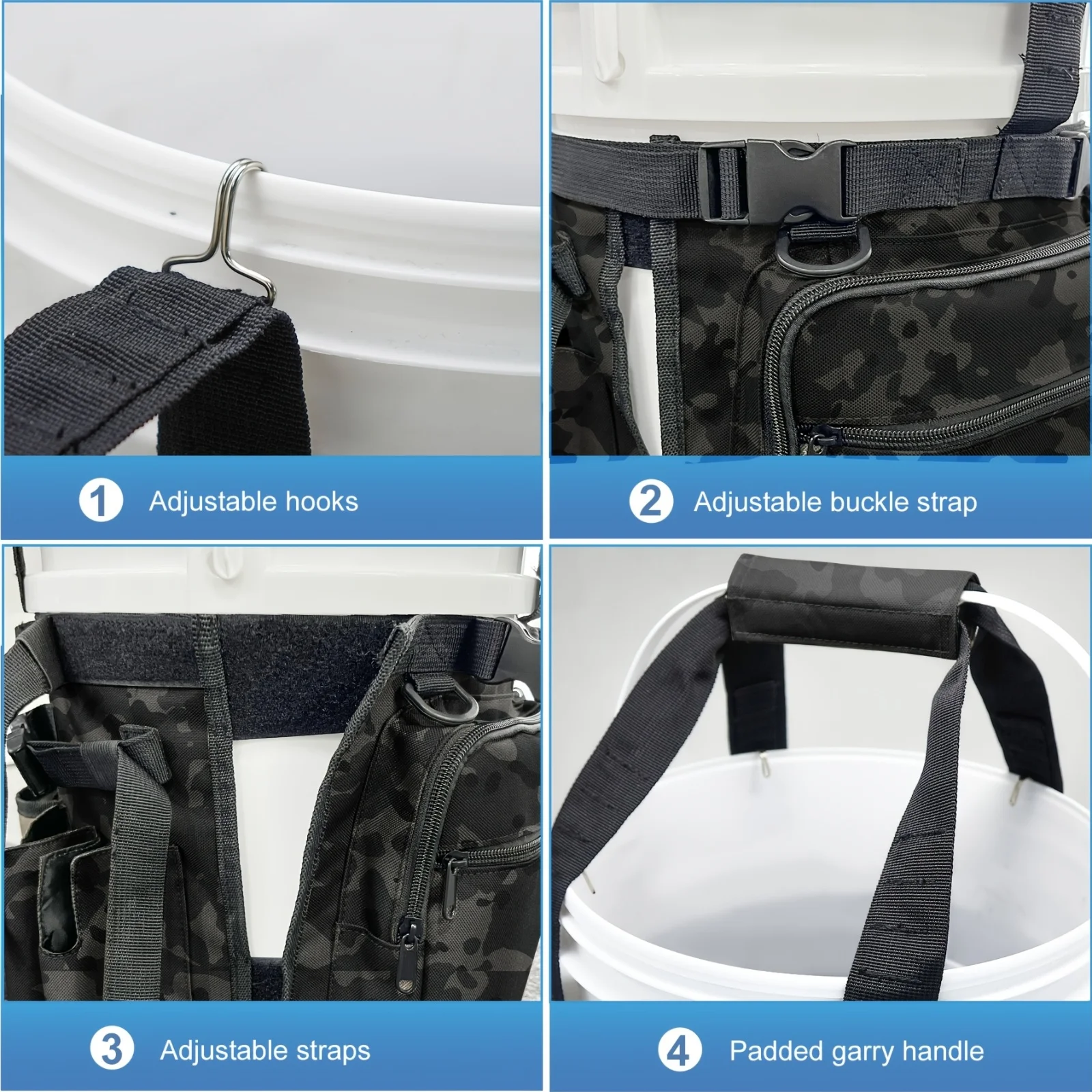 Bolsa de almacenamiento de cubo de pesca multifuncional, estante para caña de pescar, accesorios de equipo de pesca de múltiples bolsillos, suministros de soporte - imagen 5