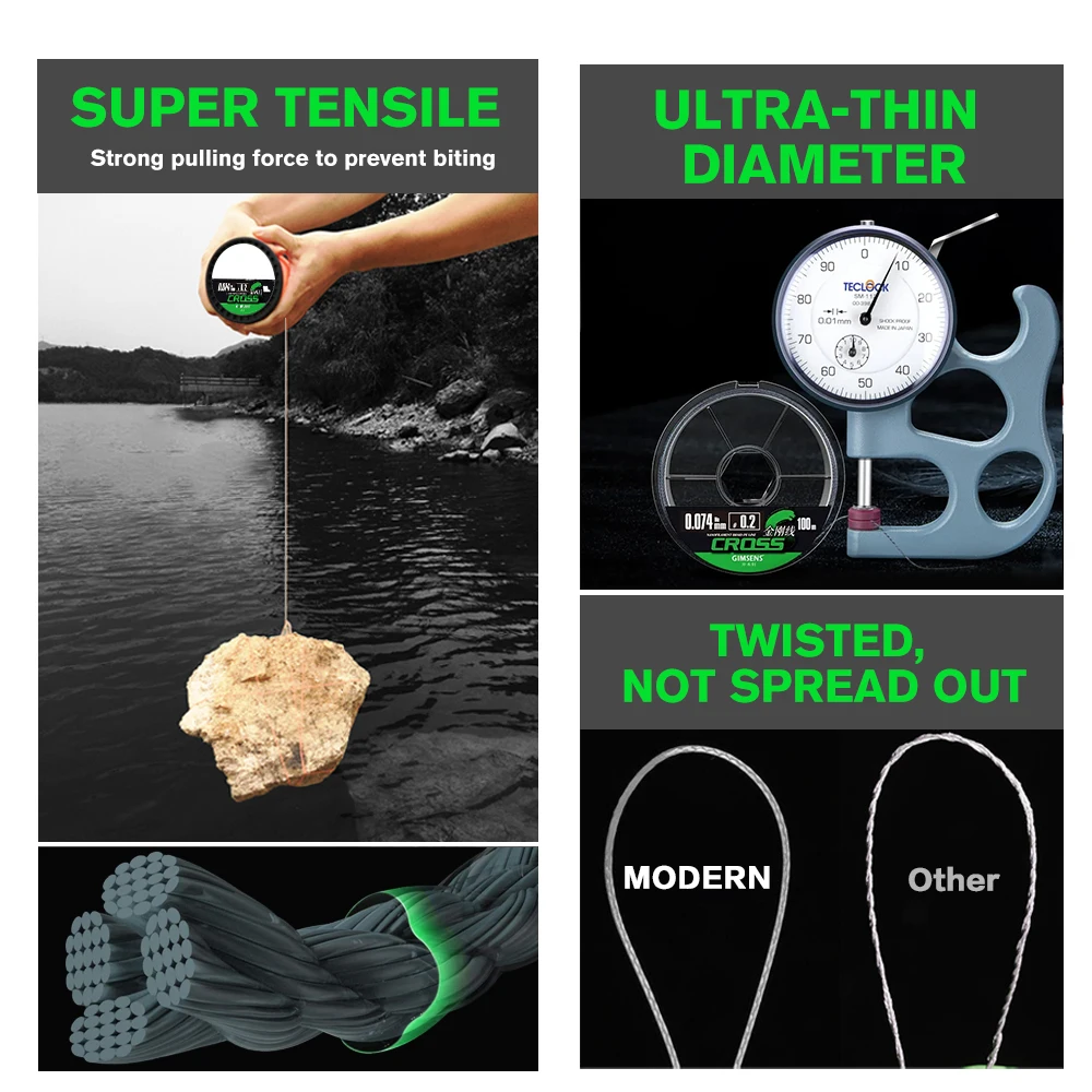 Línea de pesca trenzada de 4 hebras súper delgada japonesa, 100M/200M/300M, línea de pesca multifilamento súper fuerte y suave para pesca de carpa - imagen 4
