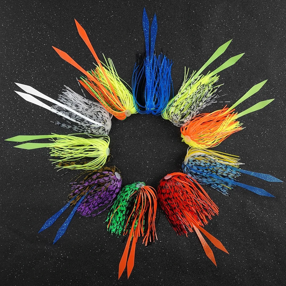 10 uds/20 piezas Uds. Faldas giratorias de silicona, repuesto de Señuelos de Pesca, Buzzbaits, plantillas de pesca, fabricación de señuelos, accesorios de pesca