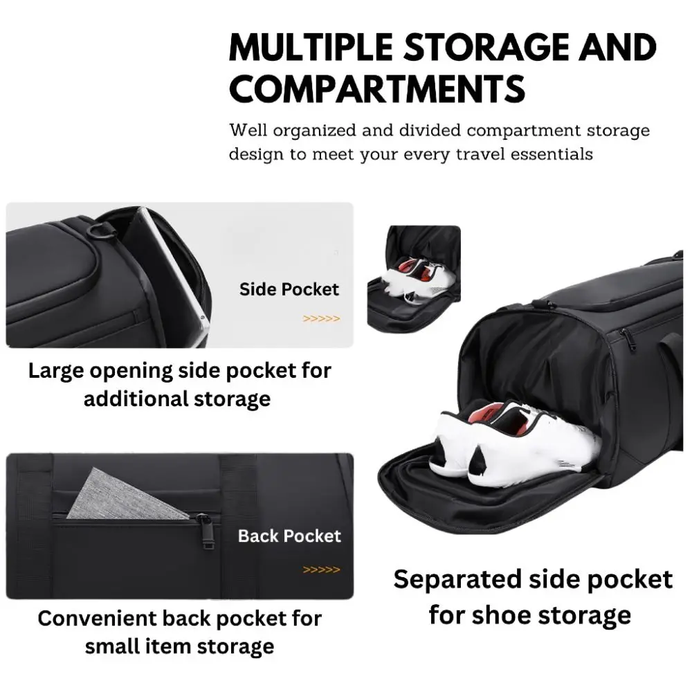 Bolsa de viaje impermeable, almacenamiento de múltiples compartimentos, bolsa de gimnasio deportiva, bolso cruzado portátil de gran capacidad, informal - imagen 4