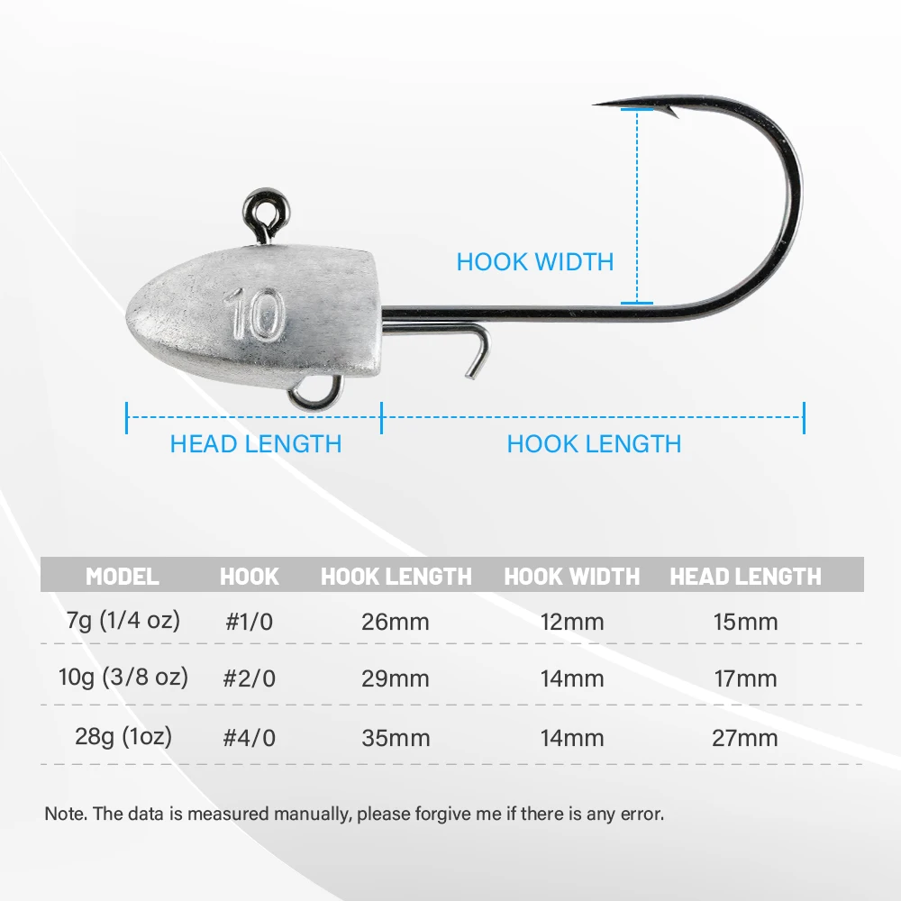 Noeby Dart Jighead anzuelos de pesca 7g 10g 28g anzuelo de púas anzuelos de plomo para gusano cebo suave accesorios de lubina anzuelo de pesca - imagen 2