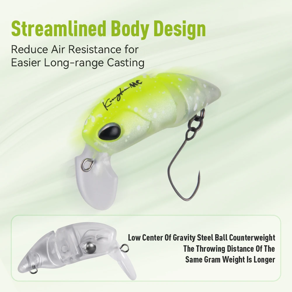Kingdom Micro Minnow señuelo 2,3g 37mm 2 secciones en forma de S señuelo Artificial flotante Crankbaits de plástico para pesca de trucha lubina - imagen 5