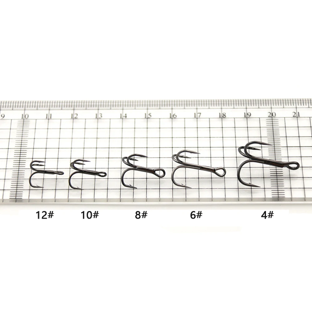 50 unids/caja mezcla de anzuelos de pesca triples, anzuelos triples para cebo duro Artificial, lubina, trucha, agua salada, anzuelos de pesca triples - imagen 5