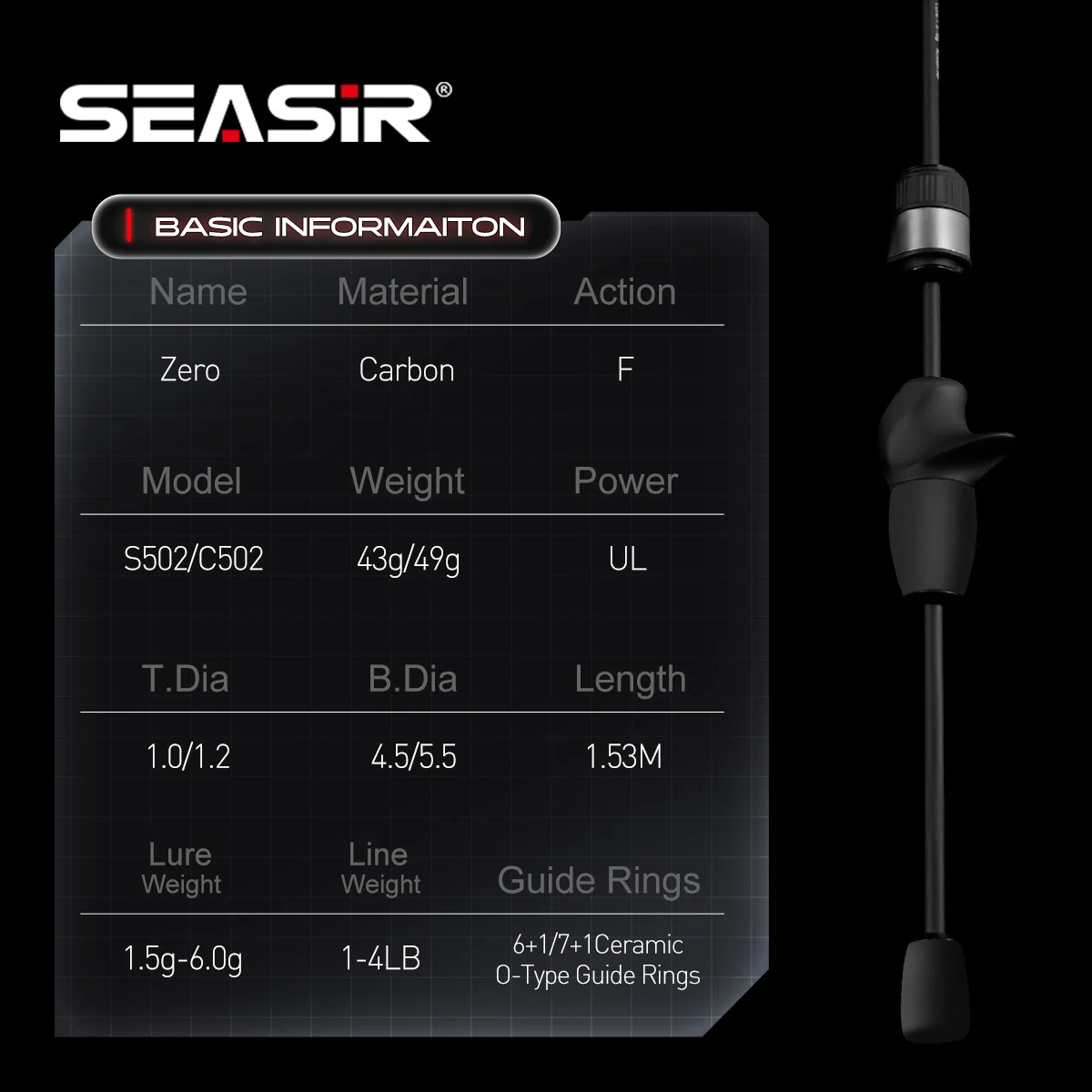 Caña BFS Seasir Zero – Ultraligera fibra de carbono para río - imagen 3