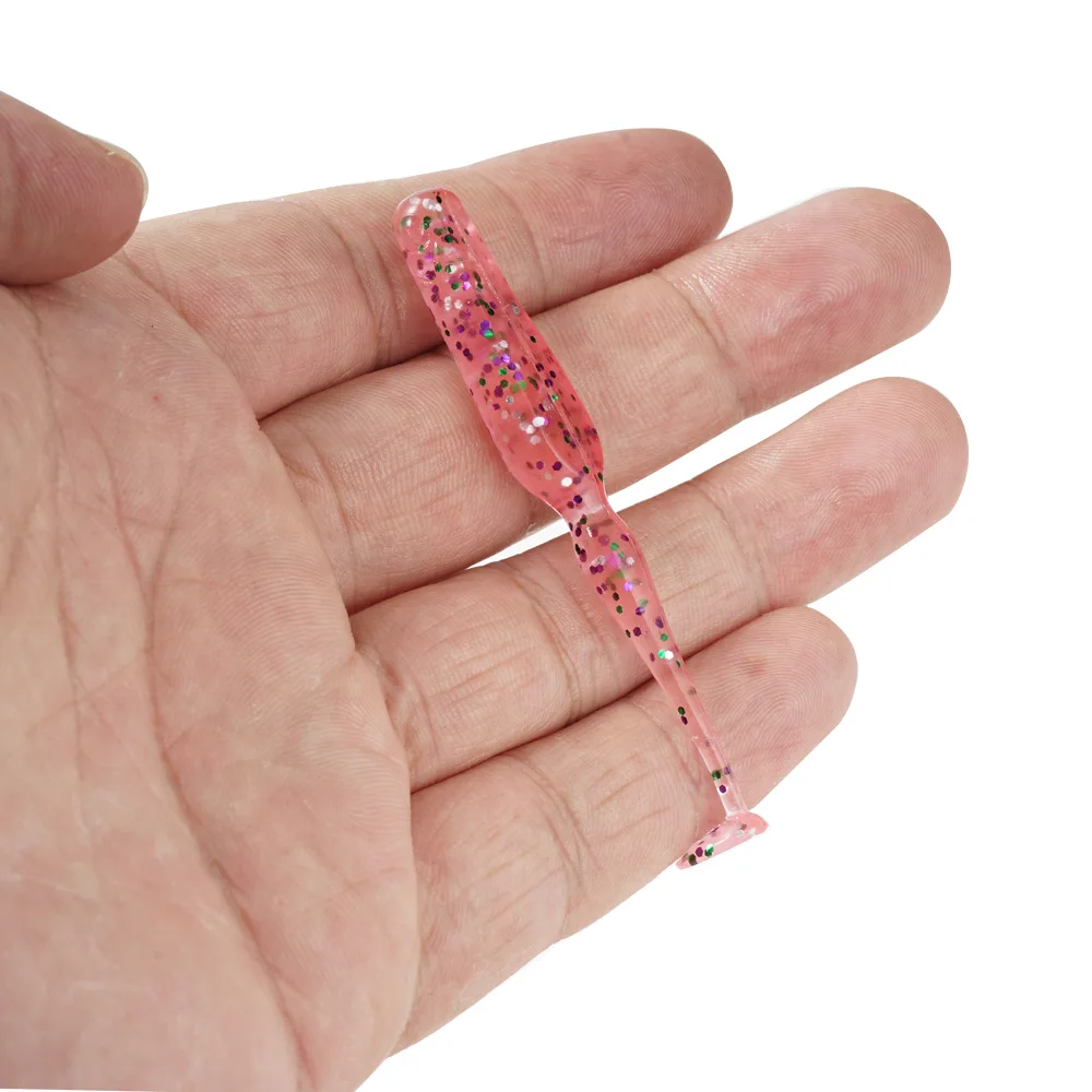 MUKUN10PCS 70mm 2,2g Swing nuevo especial T cola hundimiento Señuelos de Pesca Wobbler pesca señuelo suave para lubina cebo de silicona - imagen 5