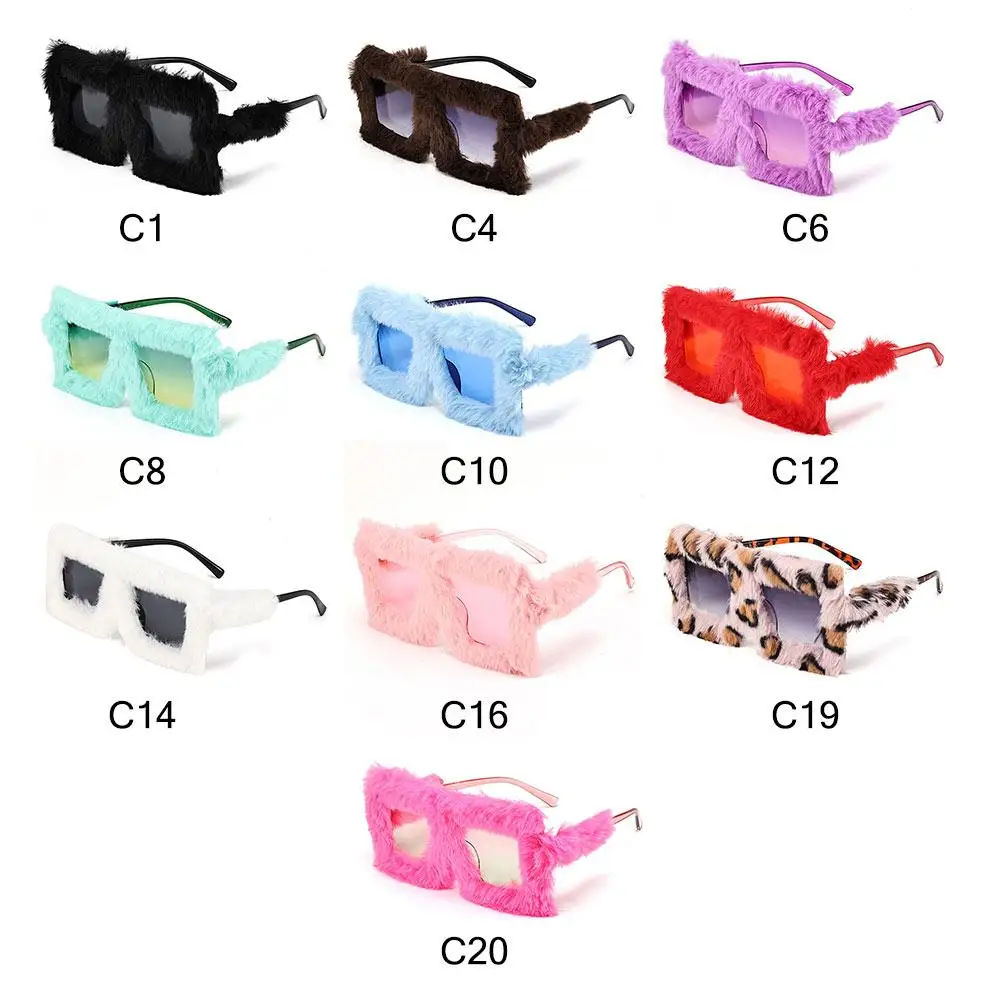 Y2K Gafas de sol de gran tamaño para mujer, suaves y esponjosas, para fiesta, Navidad, Halloween, Cosplay, montura cuadrada, estilo gafas de sol de invierno - imagen 5