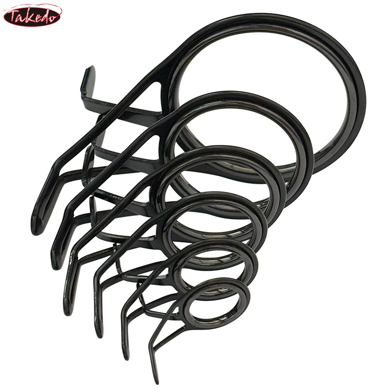 TAKEDO BTLSG Guías de pesca 50 #   40 #   30 #   25 #   20 #   16 #   Anillo guía de fundición, guías de pesca negras, caña de pescar DIY - imagen 5