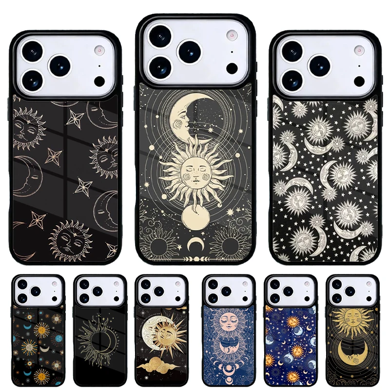 Funda Sol y Luna para iPhone 16e 15 14 13 Pro Max