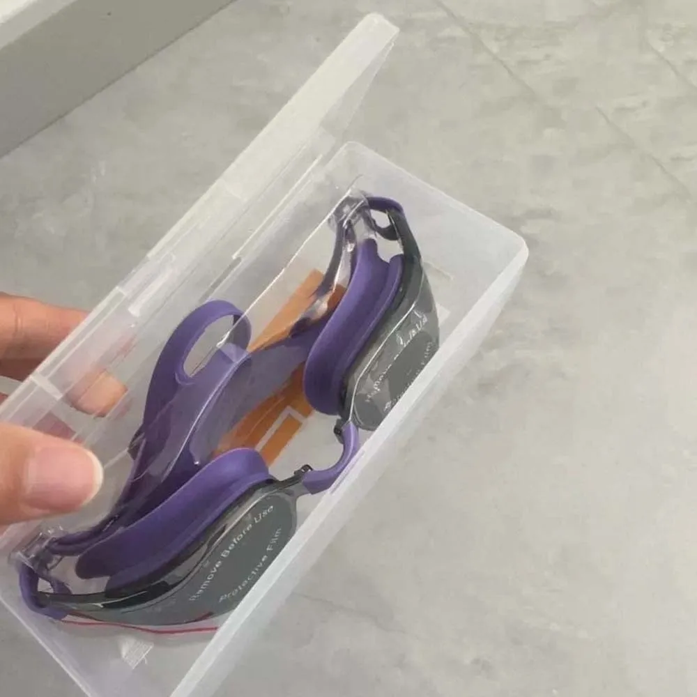 Gafas de natación impermeables, nosepiece desmontable, galvanoplastia, Anti-UV, montura grande de PU, lentes HD, gafas de natación antiniebla