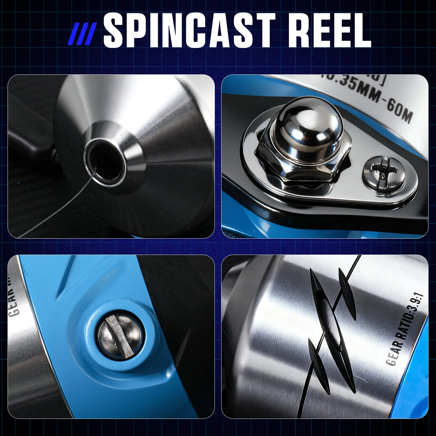 Carrete de pesca Sougayilang Spincast: relación de engranaje de alta velocidad 3,9:1, construcción de aleación de aluminio, con línea trenzada de nailon Pesca - imagen 4