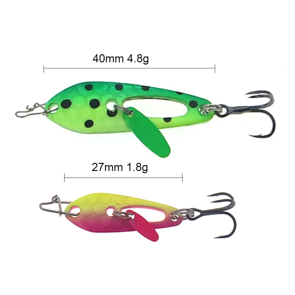 1 Uds señuelo de pesca cuchara de Metal 1,8g 4,8g ruido lentejuelas Paillette carpa lubina cebos de pesca duros artificiales con anzuelo triple - imagen 3