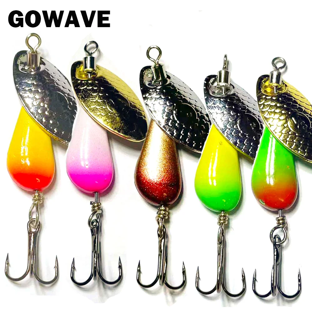 Cebos giratorios hechos a mano para pesca, cebos de tungsteno, dorado, plateado, pequeño señuelo de cobre para salmón, Lucio, Trou, AR-S, 2,6g/4,6g/6,6g, lote de 5 unidades - imagen 3