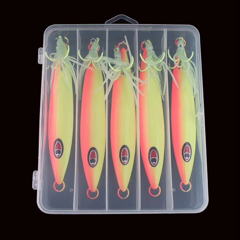 Plantilla de paso lento 120g150g200g250g300g, señuelo de Jigging de Metal que se hunde lento, plantillas luminosas, señuelo luminoso, pescador de Pesca - imagen 5