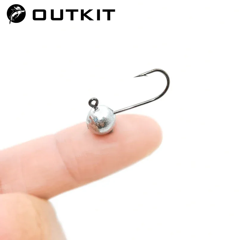 OUTKIT-Mini anzuelo con cabeza de anzuelo, anzuelo con cabeza expuesta de pez roca, anzuelo de púas, señuelo de gusano suave para trucha, anzuelo de pesca, aparejos de pesca, 10 Uds.